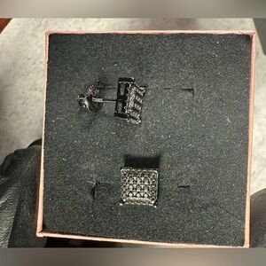 Black Moissanite Diamond Stud Earrings | 925 Silver 🖤